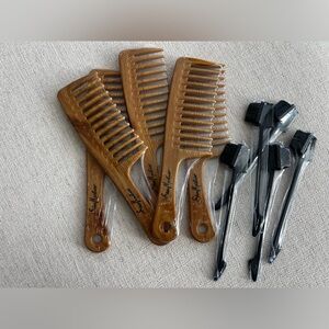 New Wide Tooth Hair Comb(5X) & Edge Brushes(5X) Lot